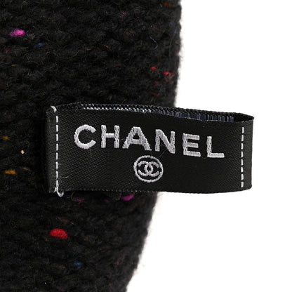 Chanel Cashmere Silk CC Beanie Hat Black Ecru 5 of 6