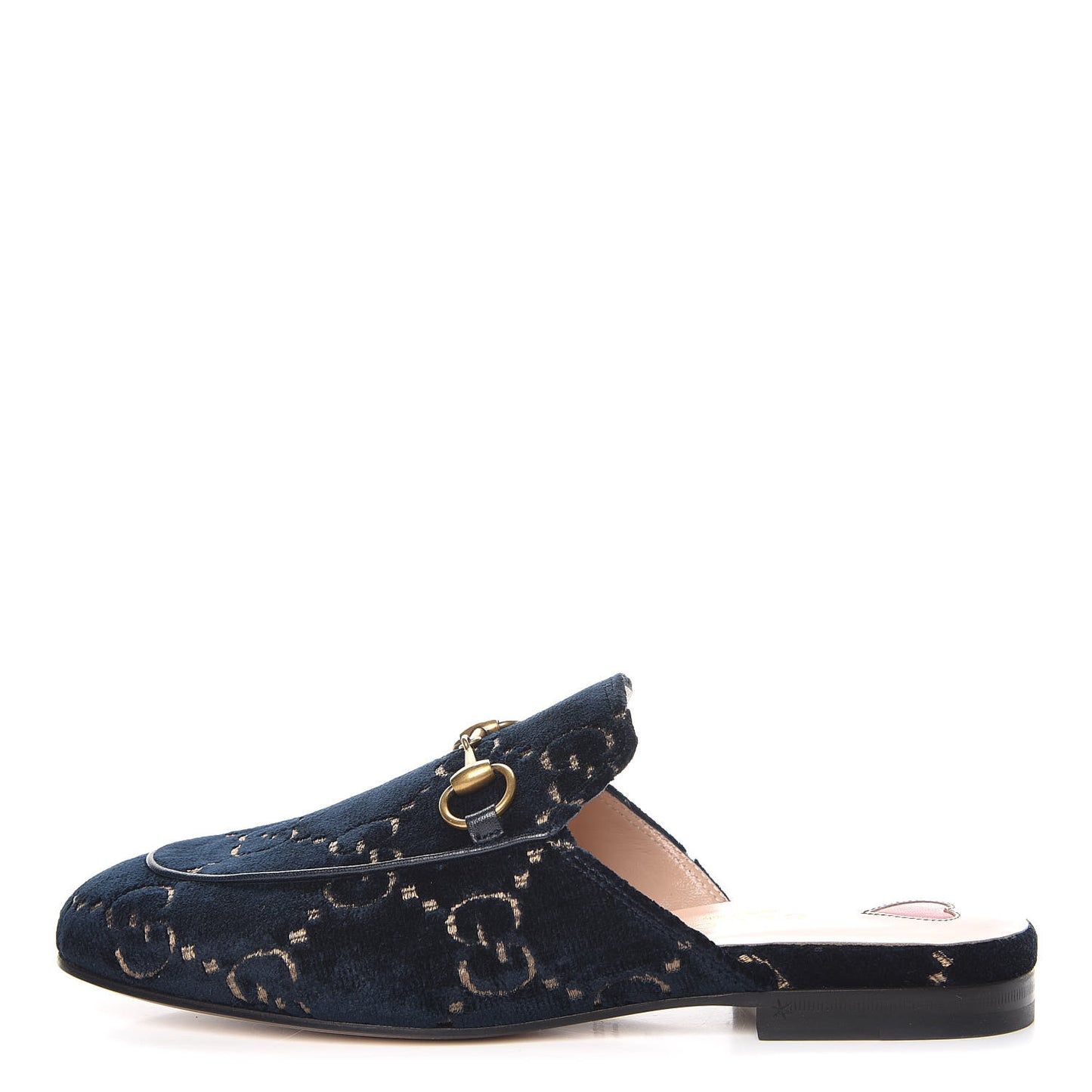 Velvet GG Monogram Womens Princetown Slippers 35 Blue Beige