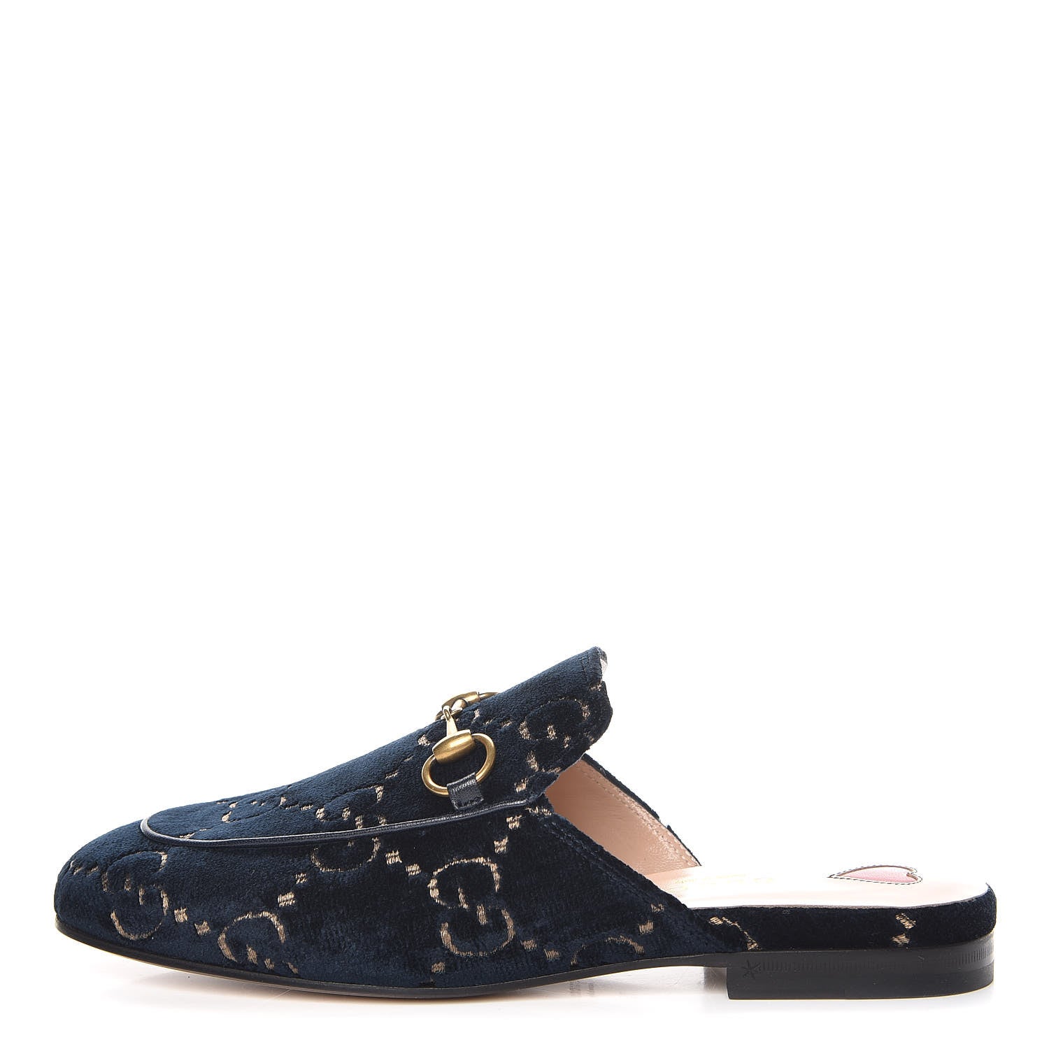 Gucci Velvet GG Monogram Womens Princetown Slippers 35 Blue Beige 1 of 9