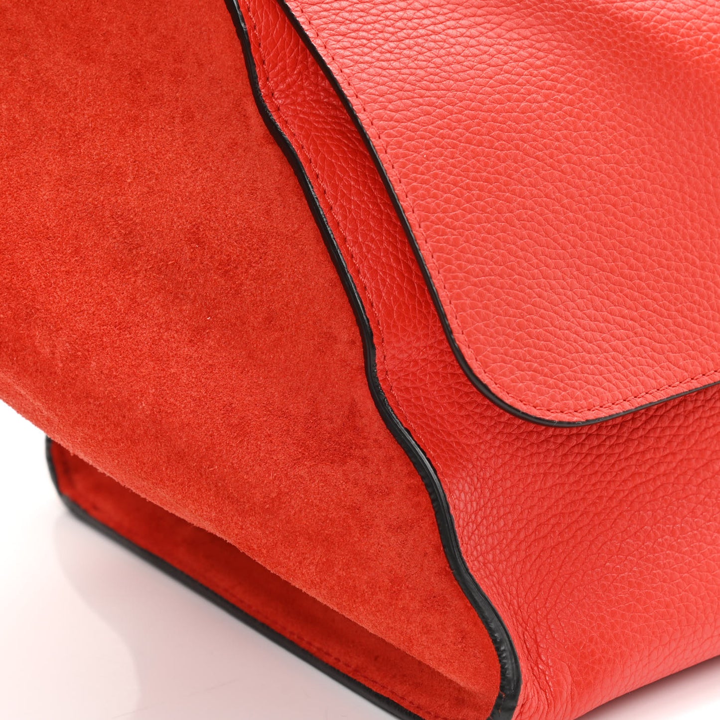 Drummed Calfskin Suede Large Trapeze Vermillion