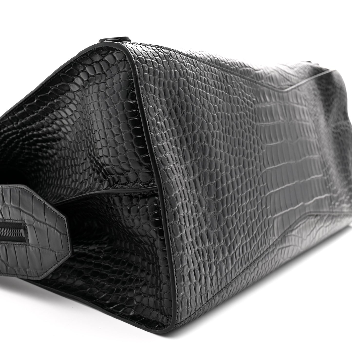 Semi Matte Calfskin Crocodile Embossed Neo Classic Black Hardware Large City Black