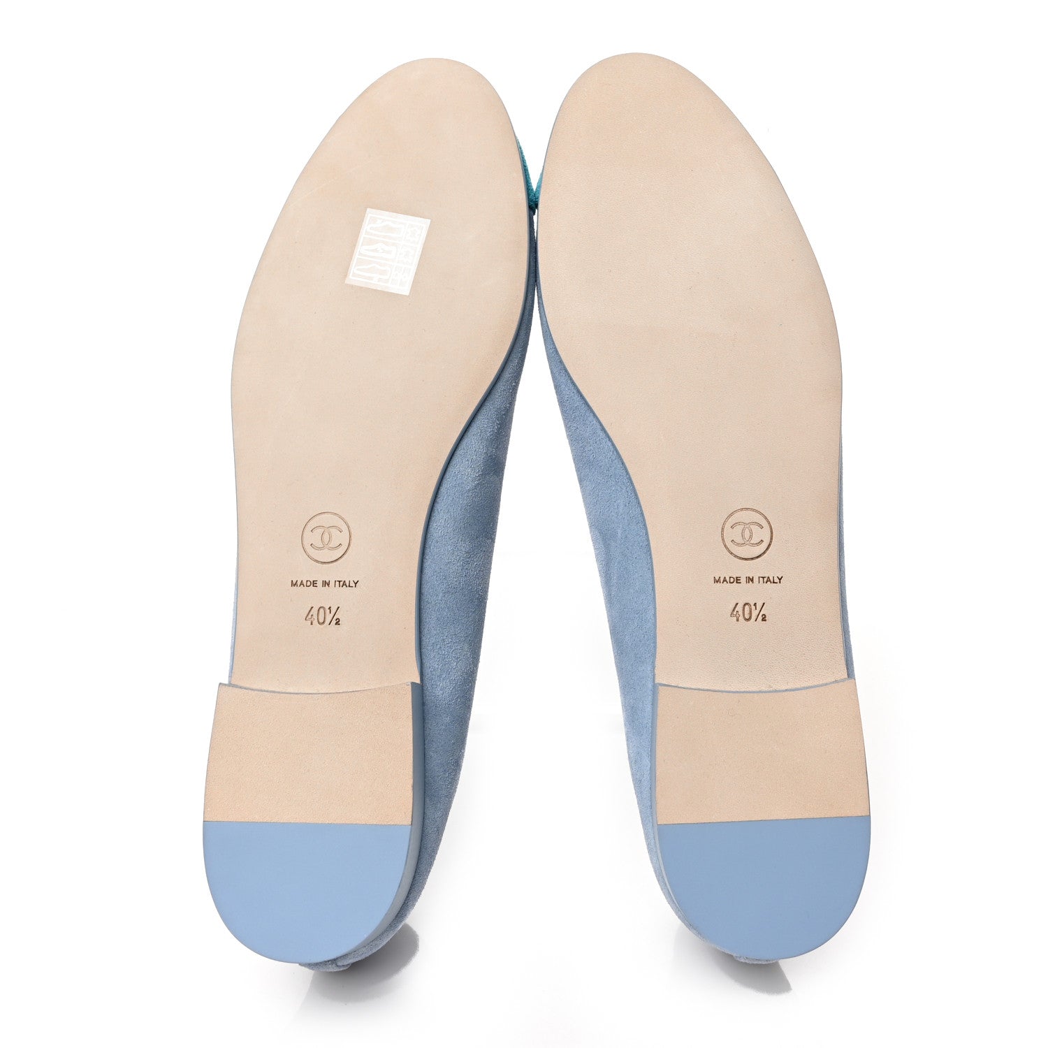 Chanel Suede Cap Toe CC Ballerina Flats 40.5 Light Blue Turquoise 5 of 7