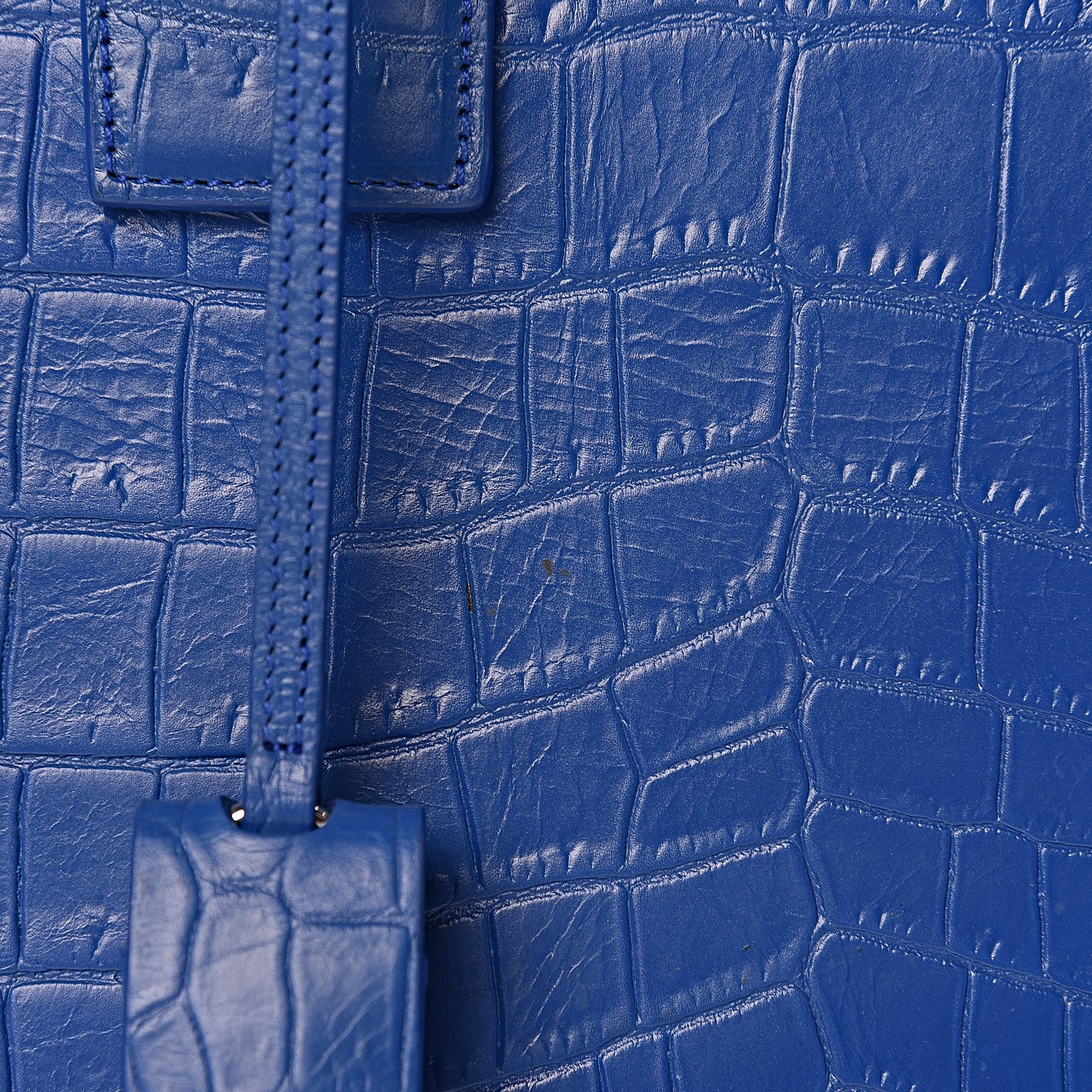 Saint Laurent Calfskin Crocodile Embossed Small Sac De Jour Royal Blue 15 of 18