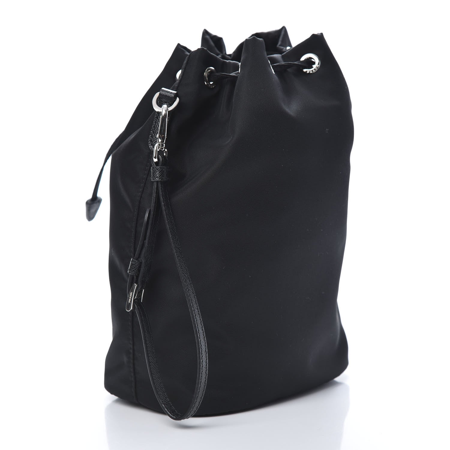 Prada Saffiano Tessuto Nylon Vela Bucket Wristlet Black 3 of 9