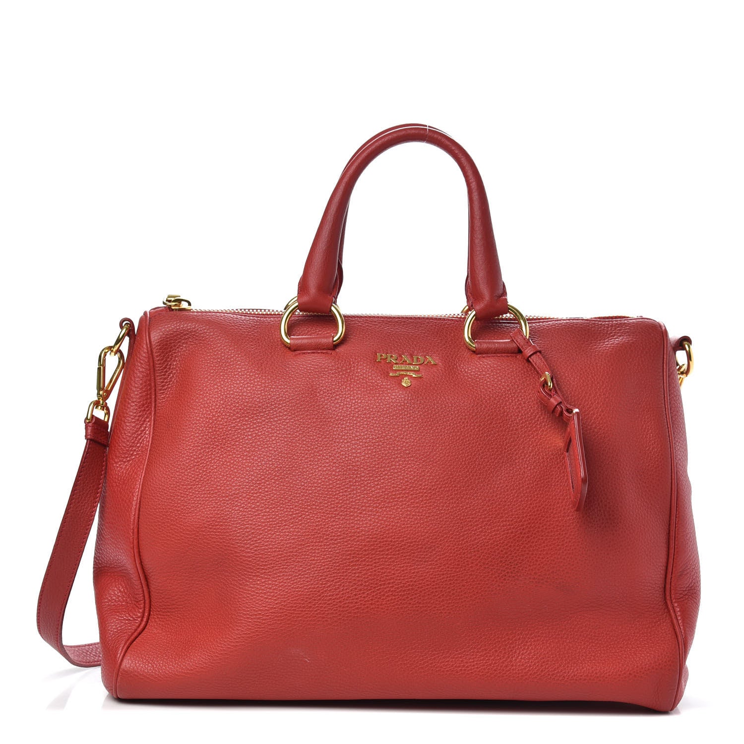 Prada Vitello Daino Top Handle Shoulder Bag Rosso 1 of 15