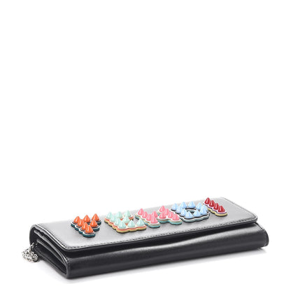 Fendi Vitello Liberty Fun Fair Studded Continental Wallet On Chain Black Multicolor 4 of 7