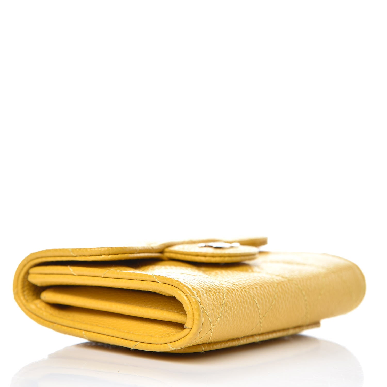 Chanel Caviar Quilted Flap Card Holder Wallet Yellow 4 of 9