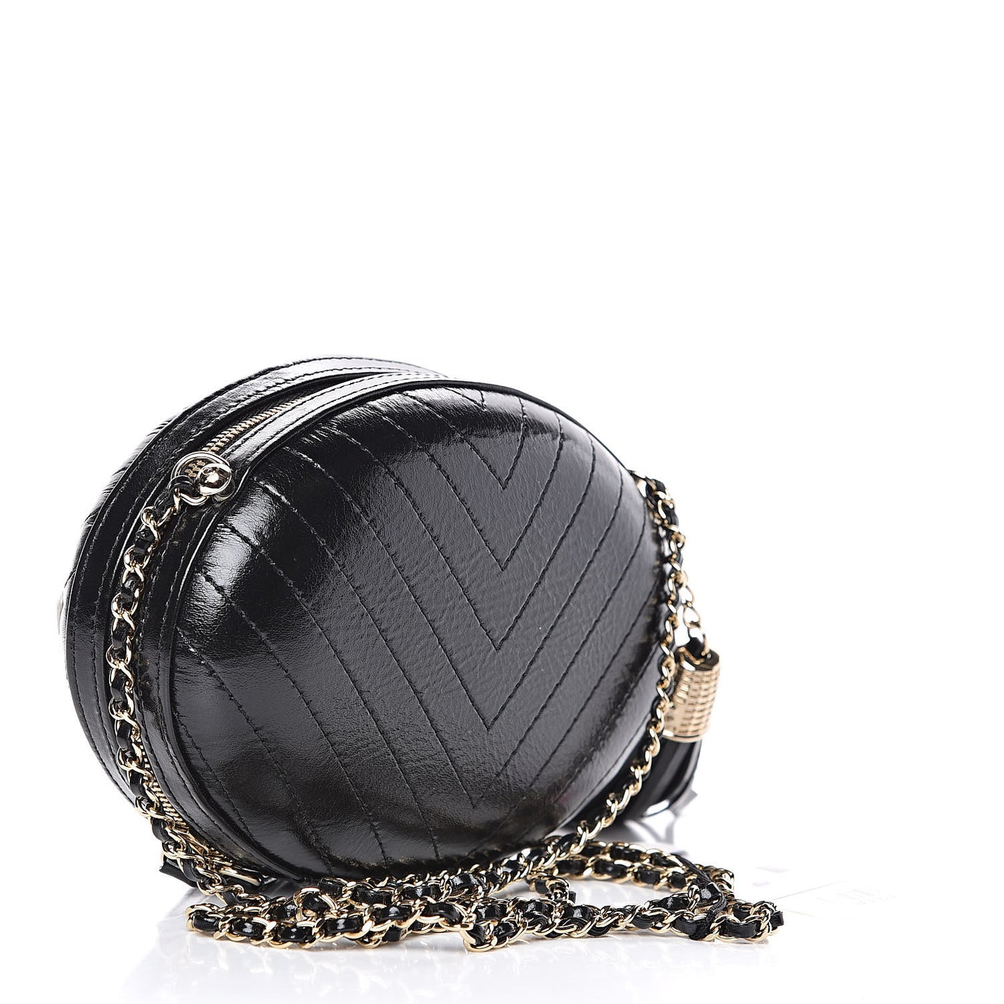 Lambskin Embroidered Chevron Quilted La Pausa Tassel Clutch Black