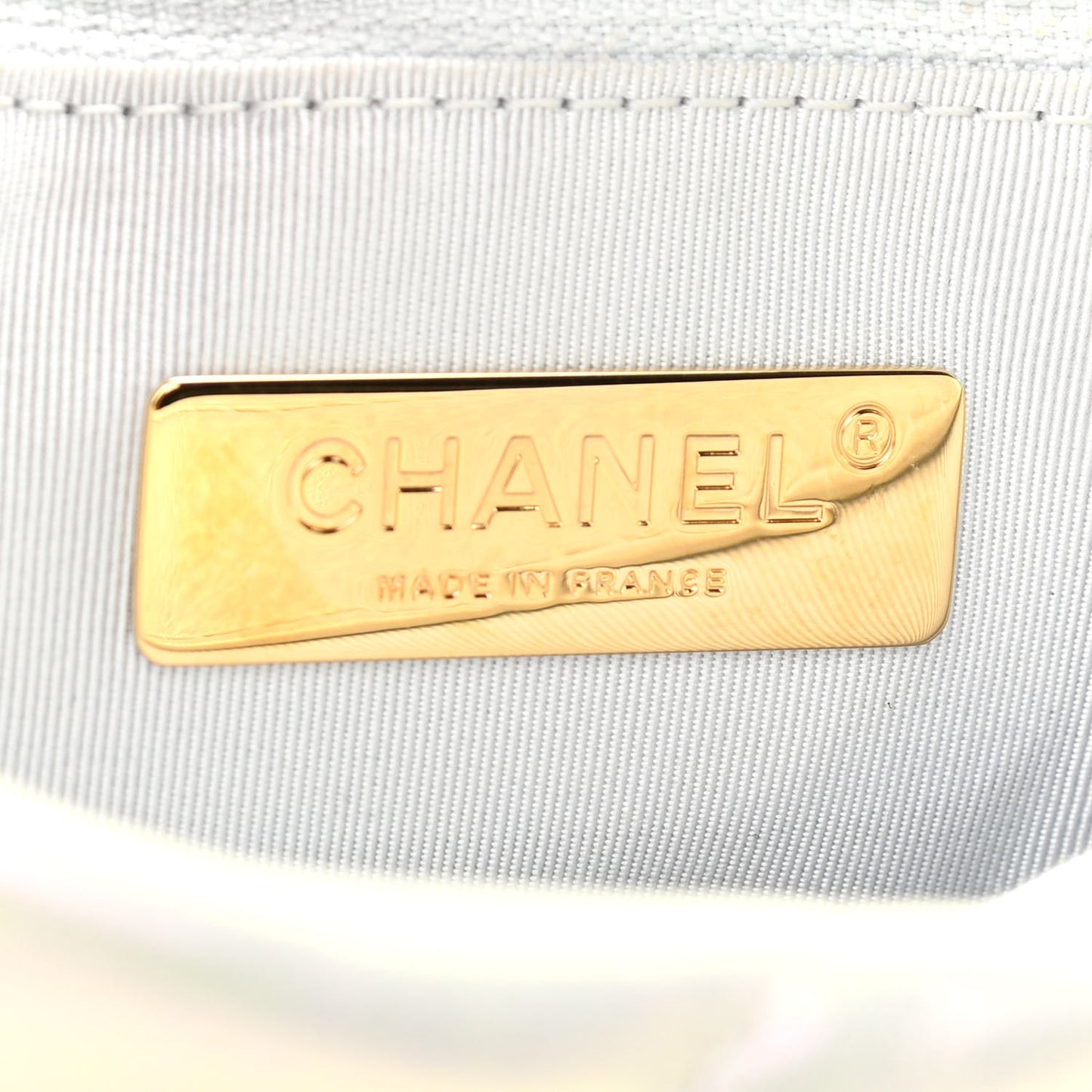 Iridescent Calfskin Quilted Medium Chanel 19 Flap White
