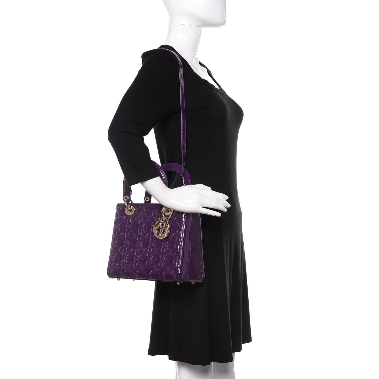 Patent Cannage Medium Lady Dior Purple