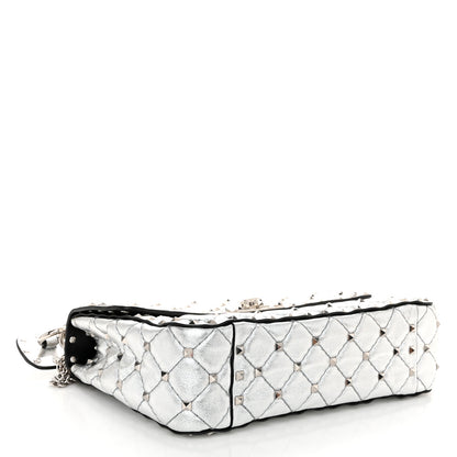 Valentino Garavani Metallic Nappa Medium Rockstud Spike Shoulder Bag Silver 4 of 10