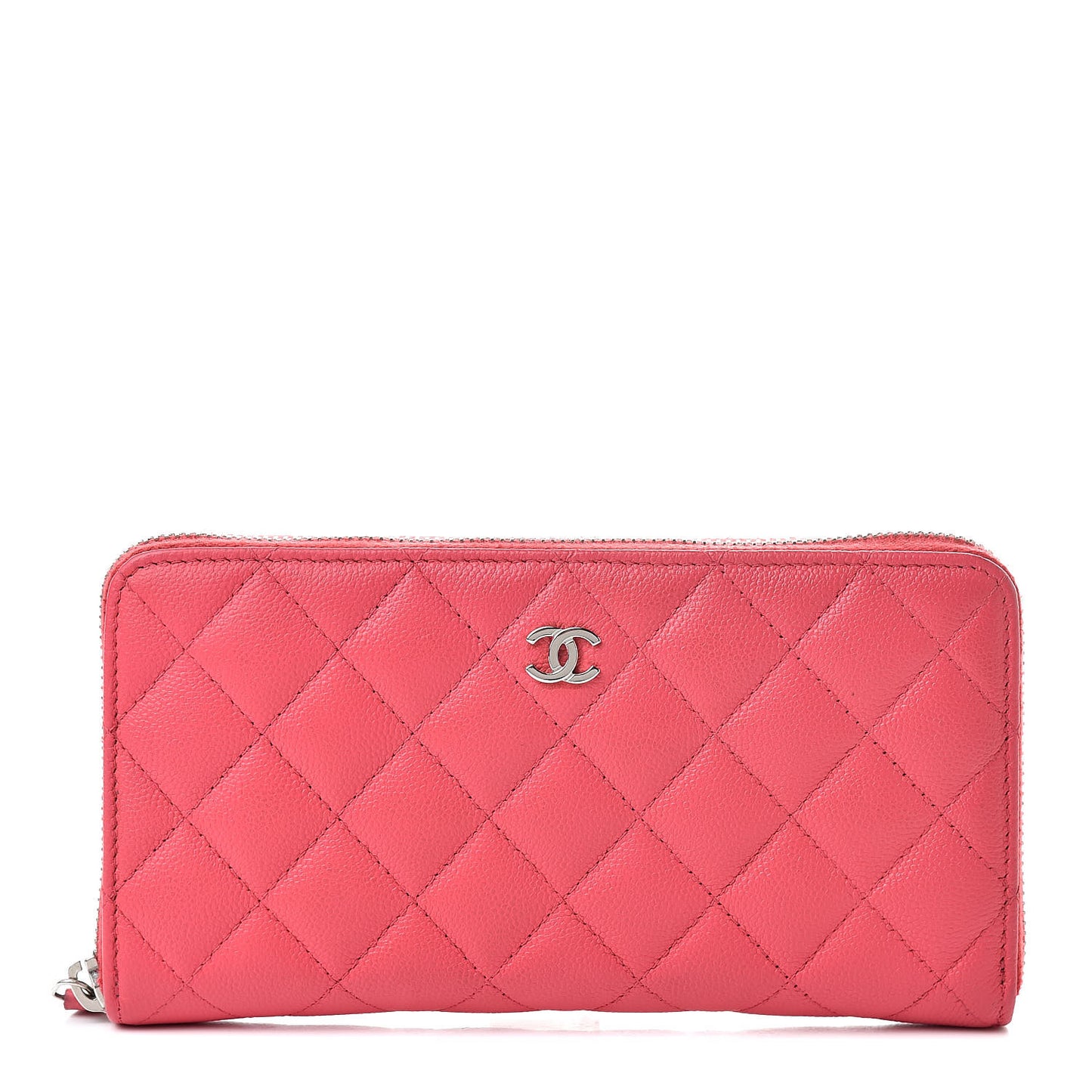 Caviar Quilted Large Gusset Zip Around Wallet Pink