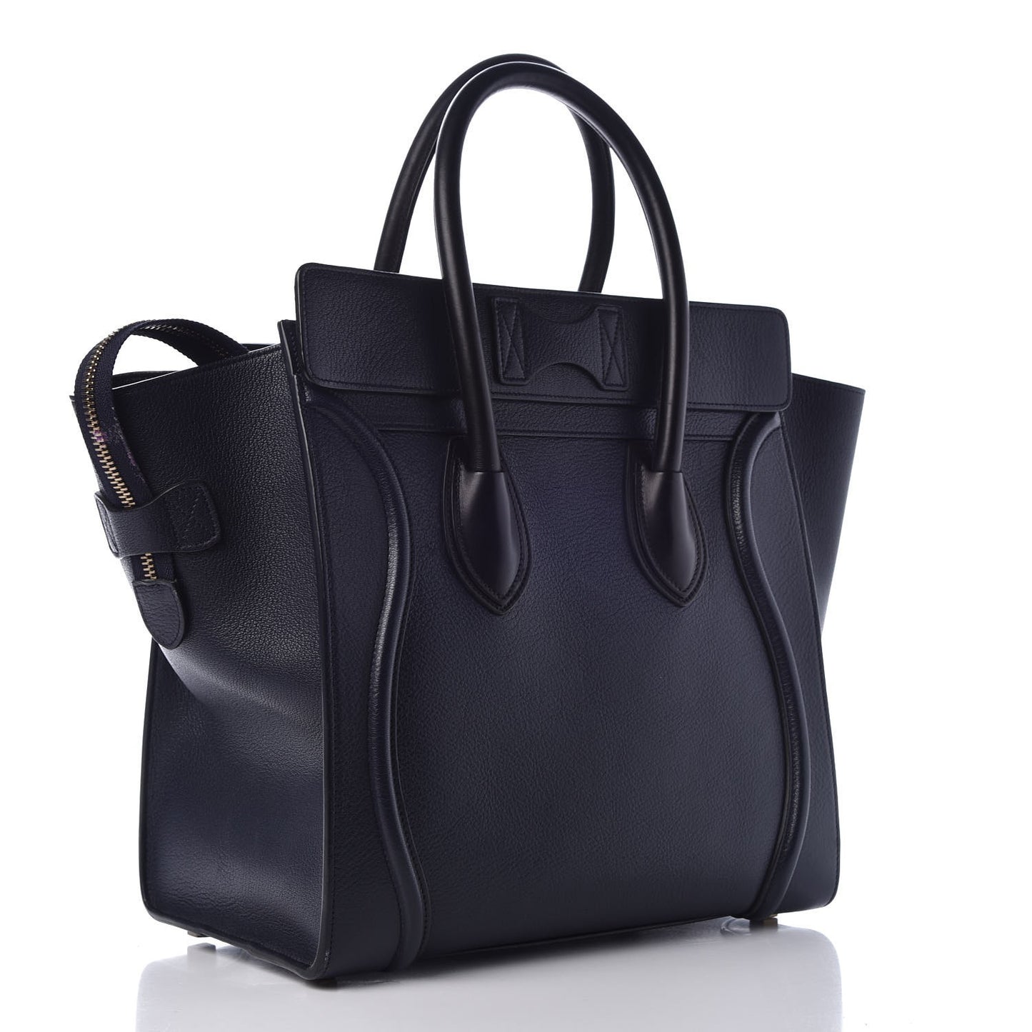 Goatskin Mini Luggage Dark Blue Black