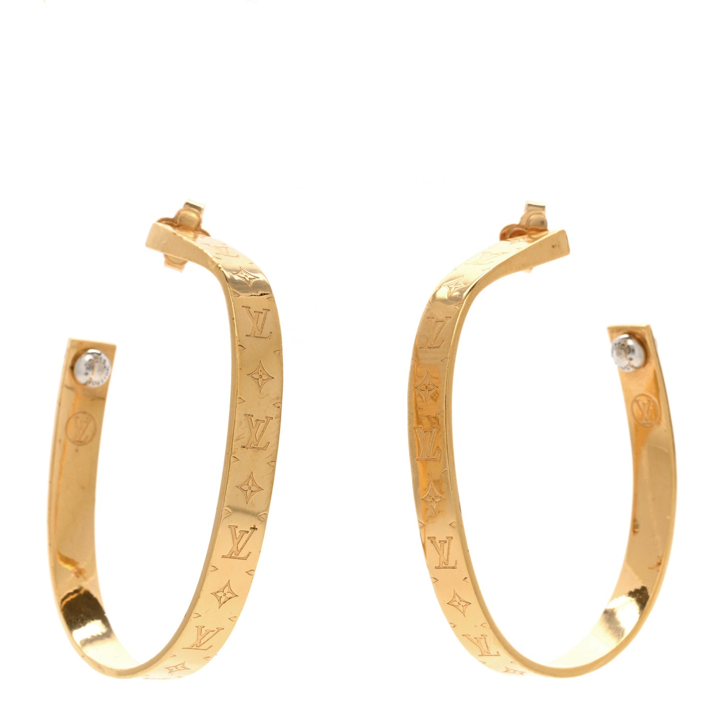Metal Nanogram Hoop Earrings Gold