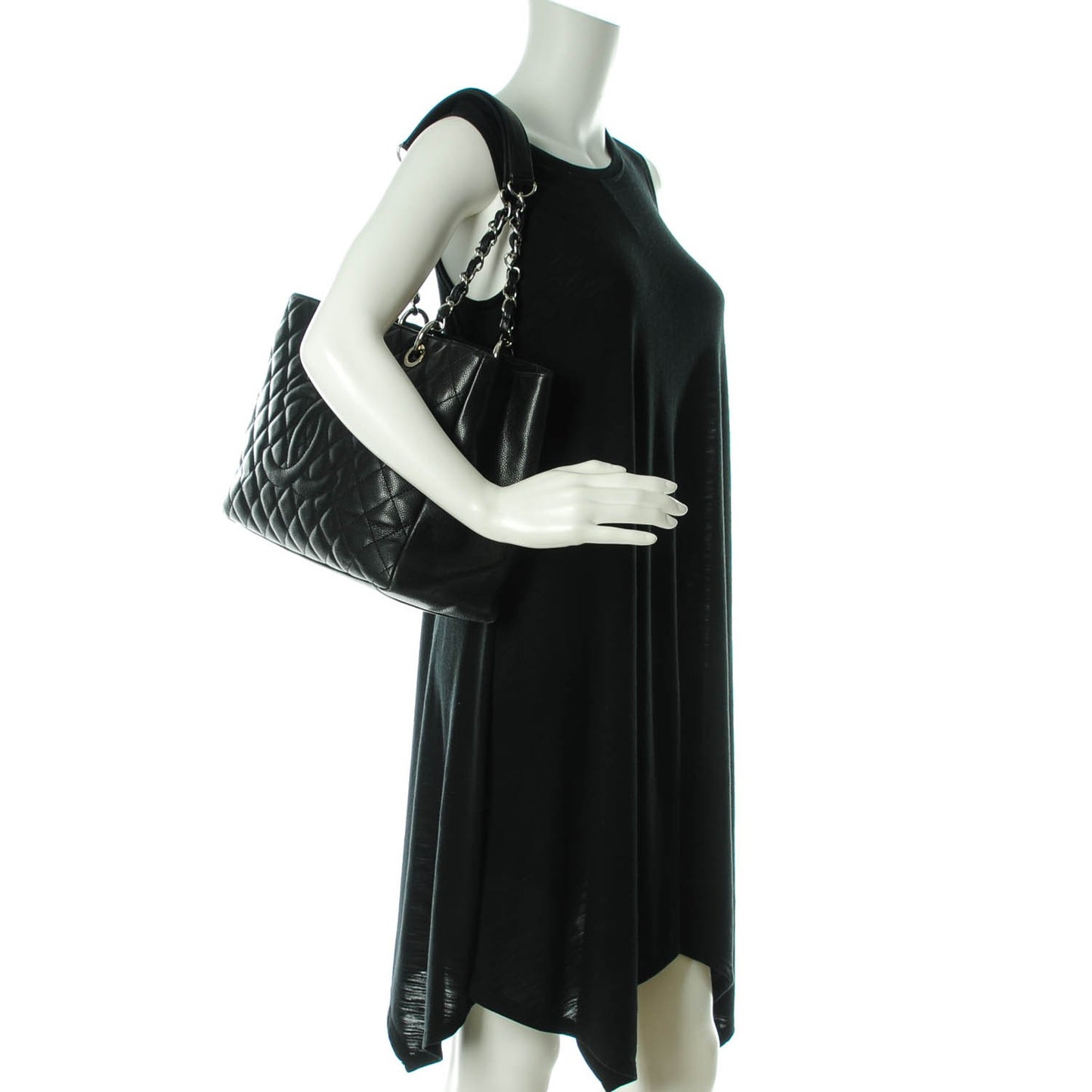 Caviar Quilted Grand Shopping Tote GST Black
