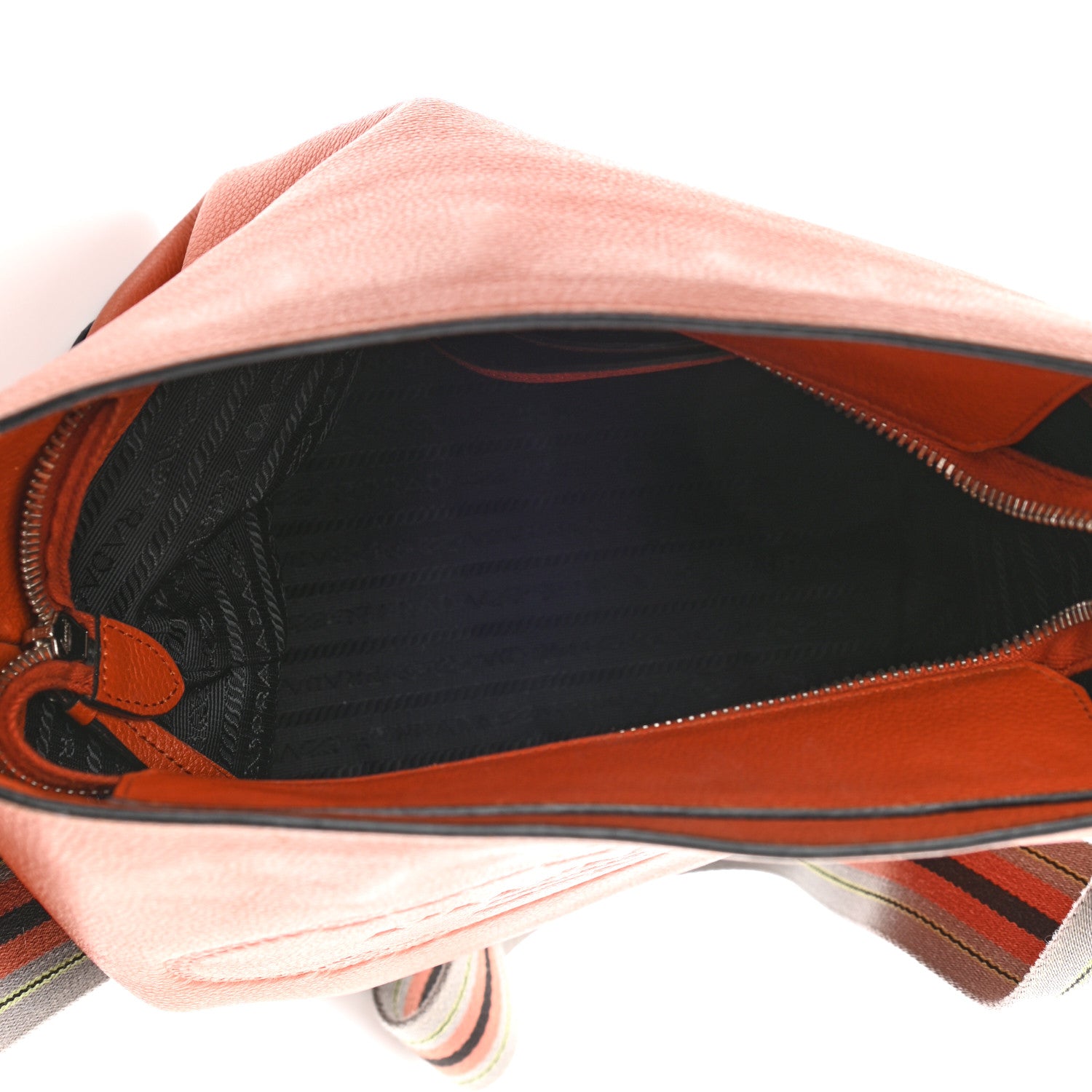 Prada Vitello Phenix Embossed Logo Shoulder Bag Papaya 5 of 14