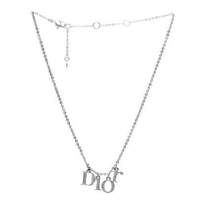 Christian Dior Crystal Metal Logo Necklace Silver 3 of 5