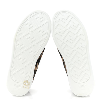 Fendi X SARA COLEMAN Canvas FF Vertigo Embroidered Womens Rise Slip On Sneakers 36 Tobacco Black 6 of 10