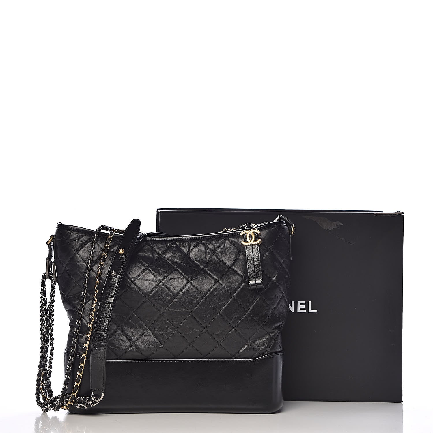 Chanel Aged Calfskin Quilted Large Gabrielle Hobo Black 11 of 11