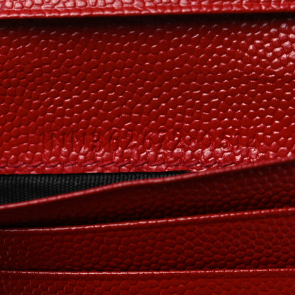 Saint Laurent Grain De Poudre Matelasse Chevron Monogram Compact Wallet Red 7 of 9