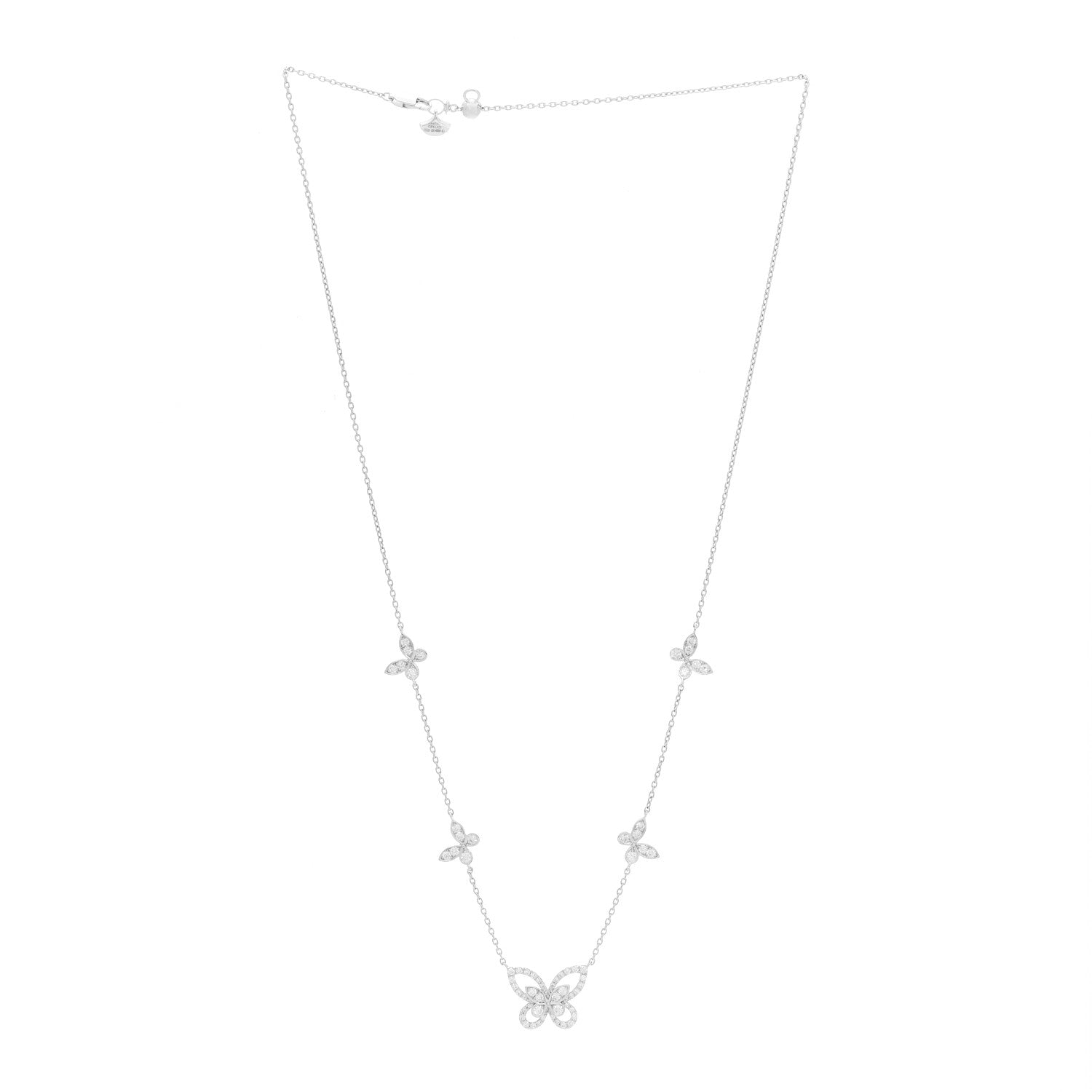 Graff 18K White Gold Diamond Multi Butterfly Silhouette Pendant Necklace 3 of 6