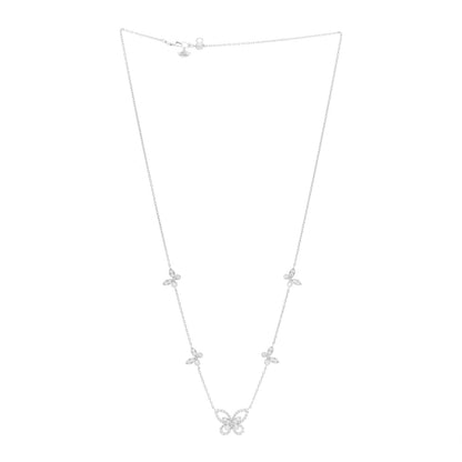 Graff 18K White Gold Diamond Multi Butterfly Silhouette Pendant Necklace 3 of 6
