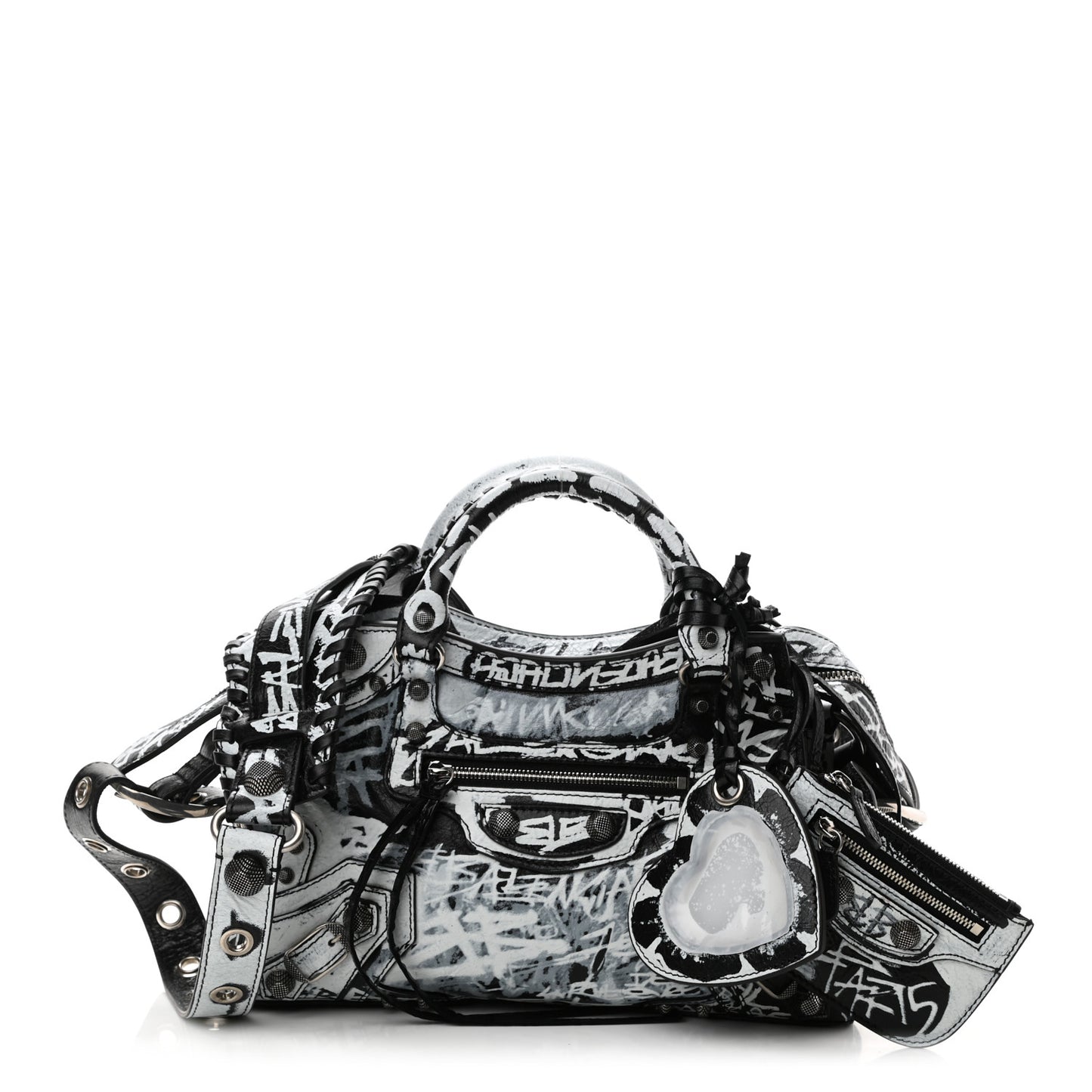 Agneau Arena Graffiti Neo Cagole Handbag XS Black White