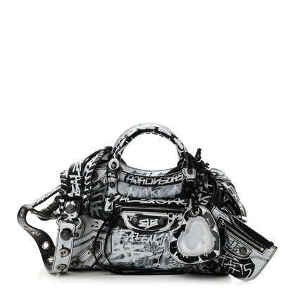 Balenciaga Agneau Arena Graffiti Neo Cagole Handbag XS Black White 1 of 8
