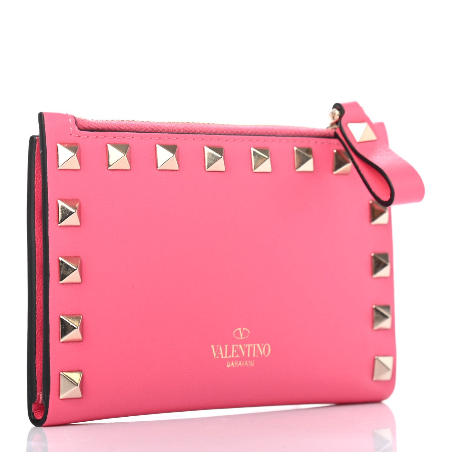 Vitello Rockstud Coin Case Card Holder Shadow Pink