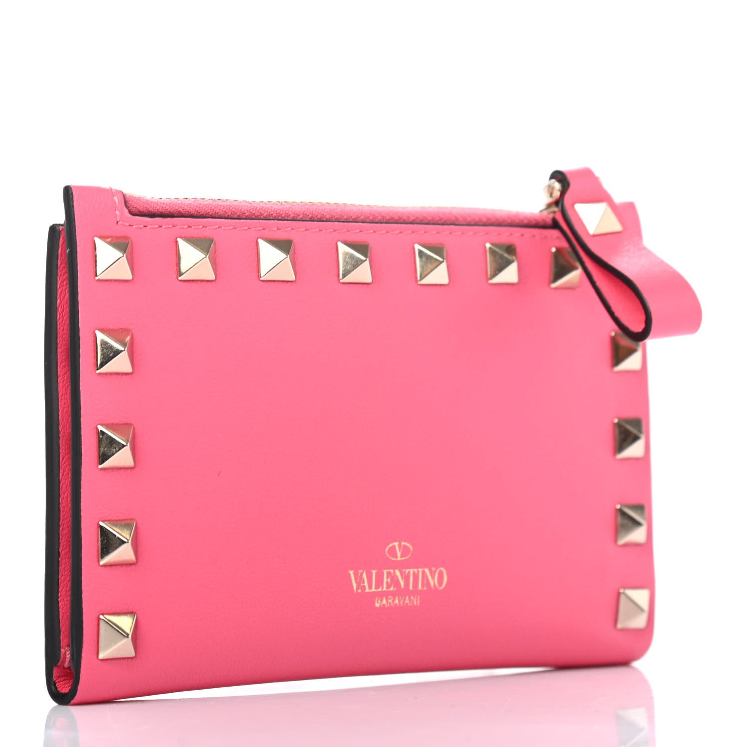 Valentino Garavani Vitello Rockstud Coin Case Card Holder Shadow Pink 2 of 4