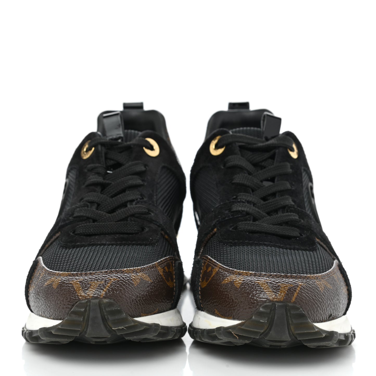 Suede Monogram Run Away Sneakers 35 Black
