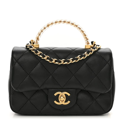 Chanel Lambskin Quilted Resin Top Handle Mini Flap Black 1 of 11