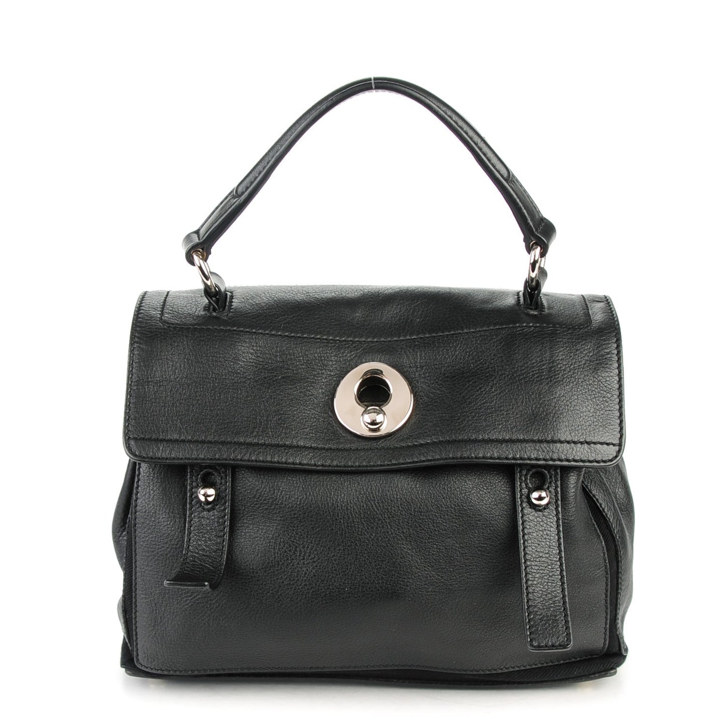 Calfskin Canvas Small Muse Two Black