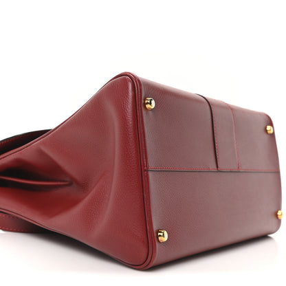 Delvaux Grained Calfskin MM Brillant Satchel Red 10 of 11