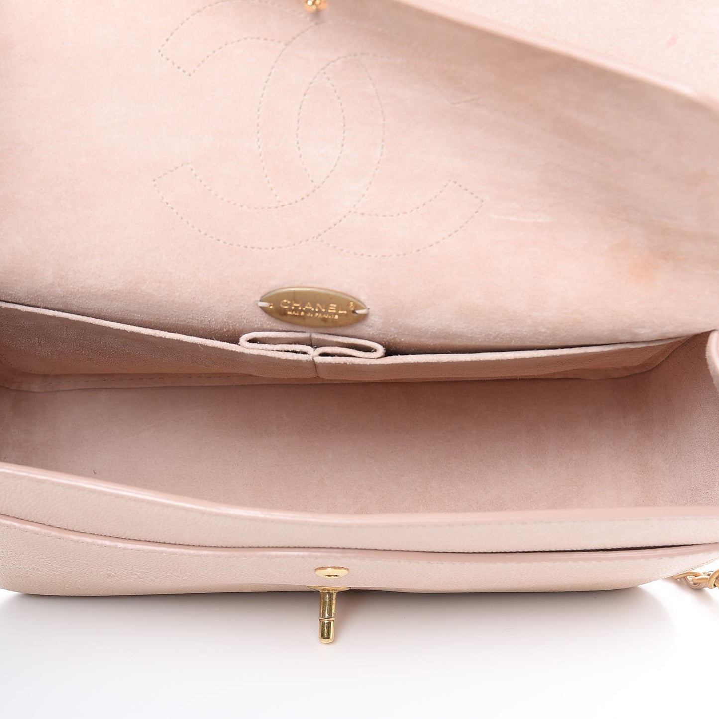 Grained Calfskin Jumbo Classic Pure Double Flap Nude