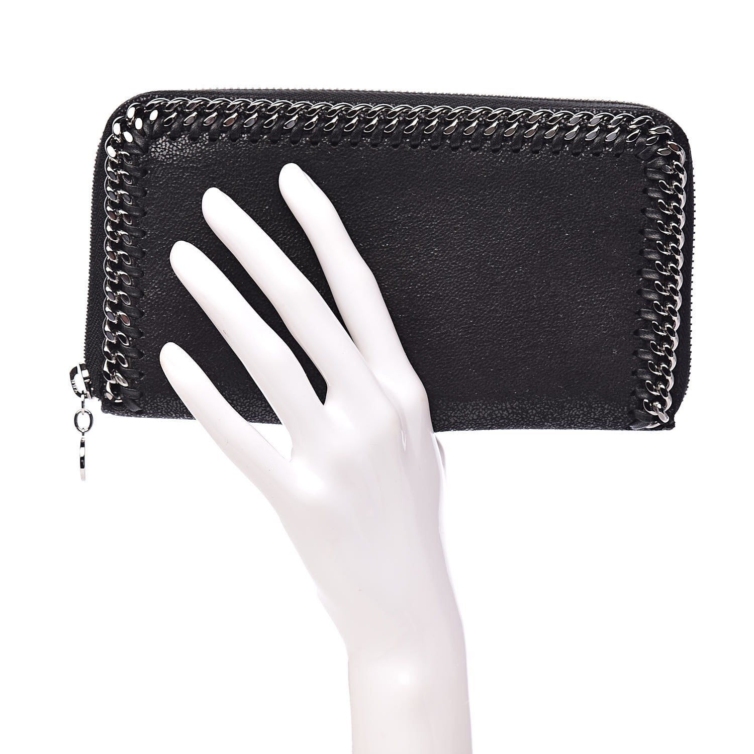 Stella McCartney Shaggy Deer Falabella Zip Around Wallet Black 2 of 7