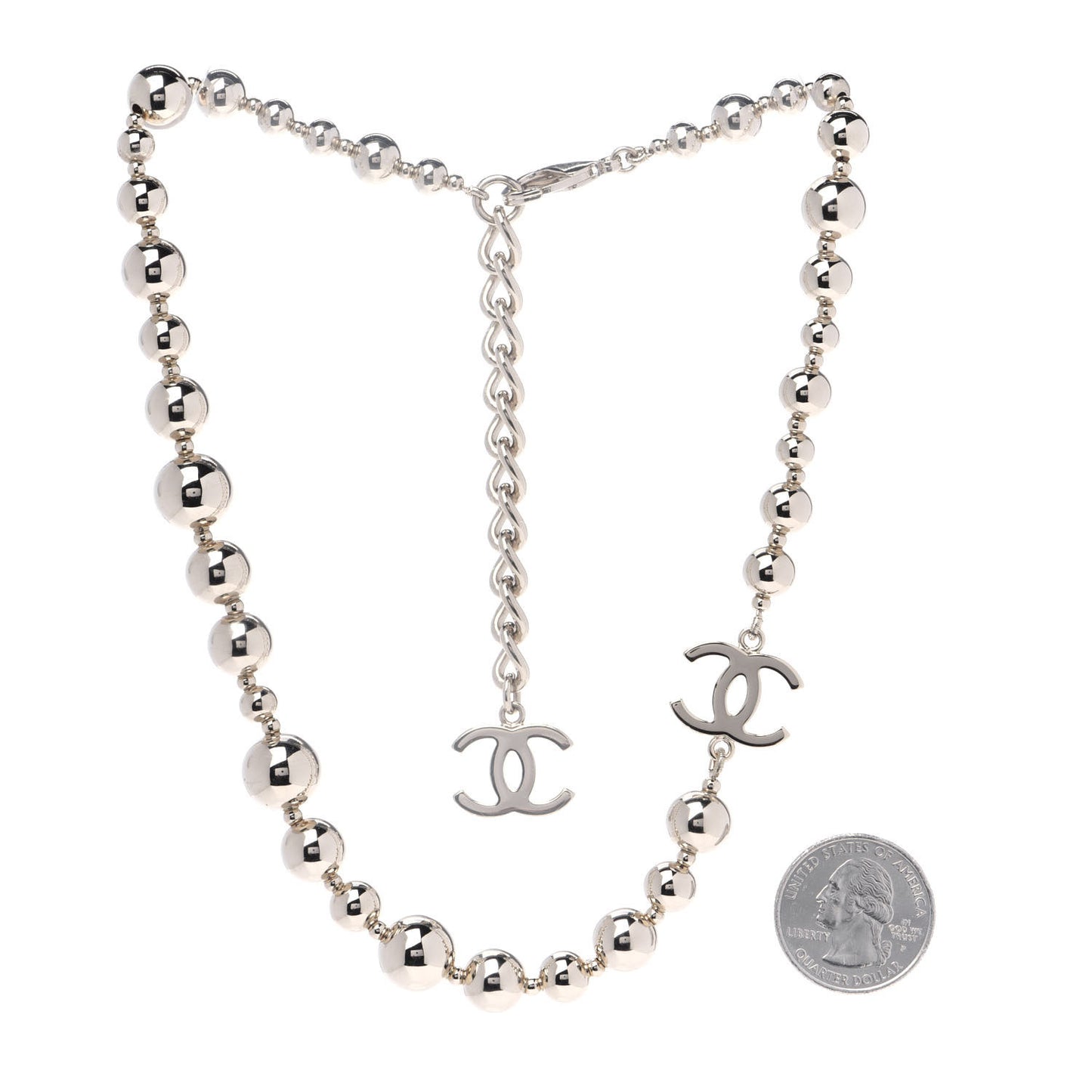 Metal CC Bead Necklace Gold