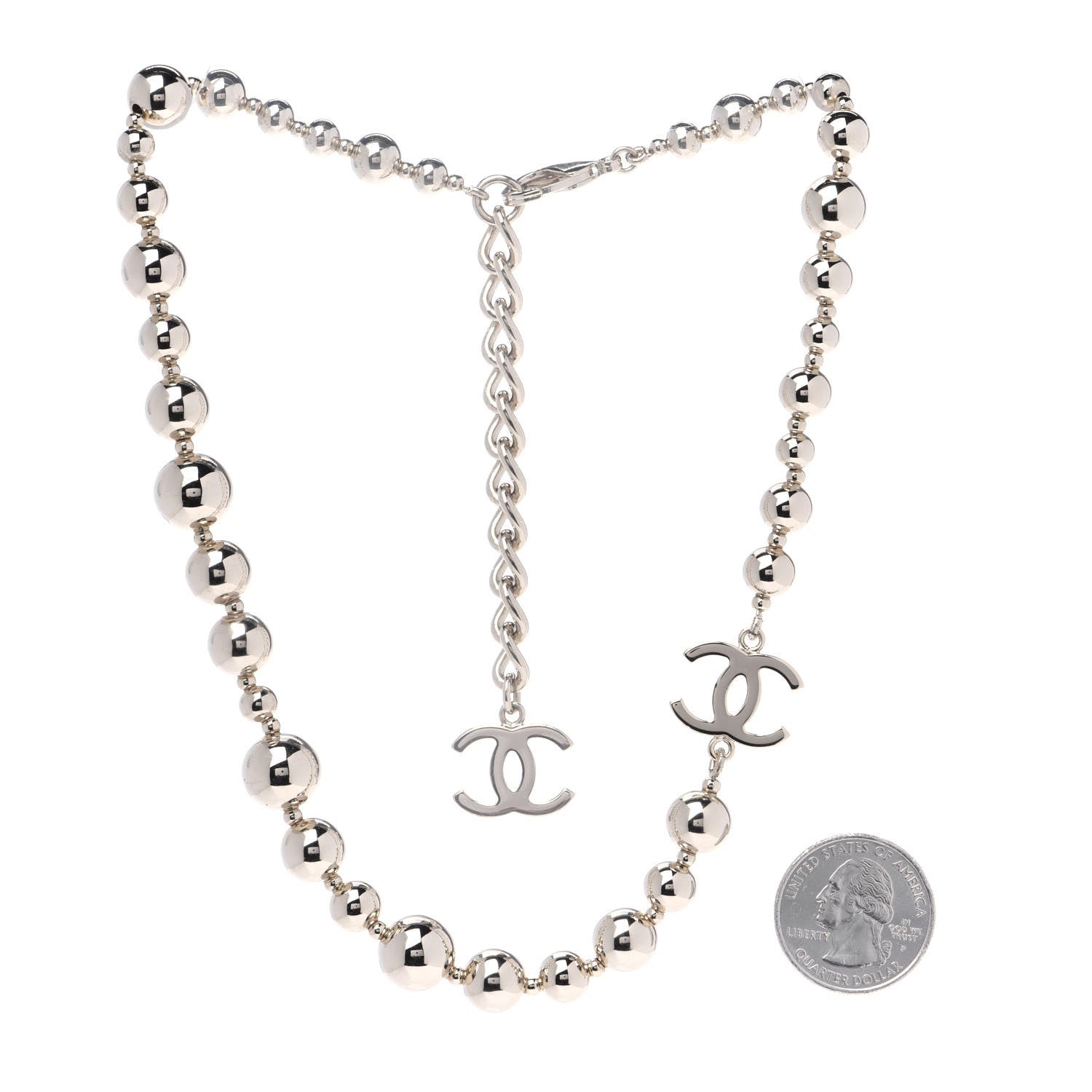 Chanel Metal CC Bead Necklace Gold 3 of 5