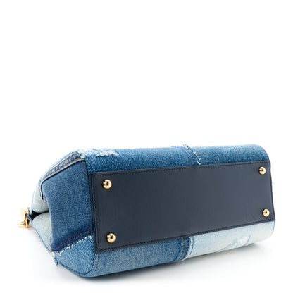 Dolce & Gabbana Calfskin Denim Patchwork Medium Miss Sicily Satchel Blue 4 of 9