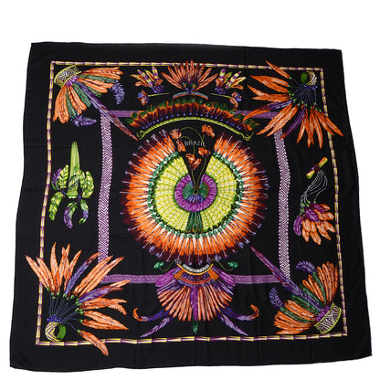 Hermes Cashmere Silk Brazil Shawl GM 140 Black 3 of 8