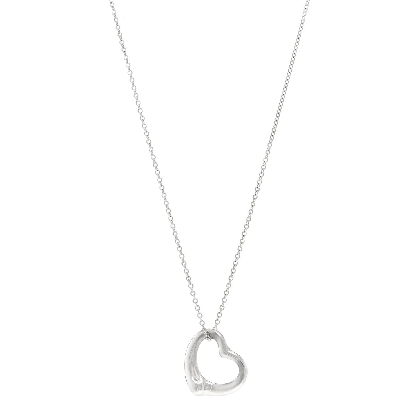 Sterling Silver 22mm Elsa Peretti Open Heart Pendant Necklace