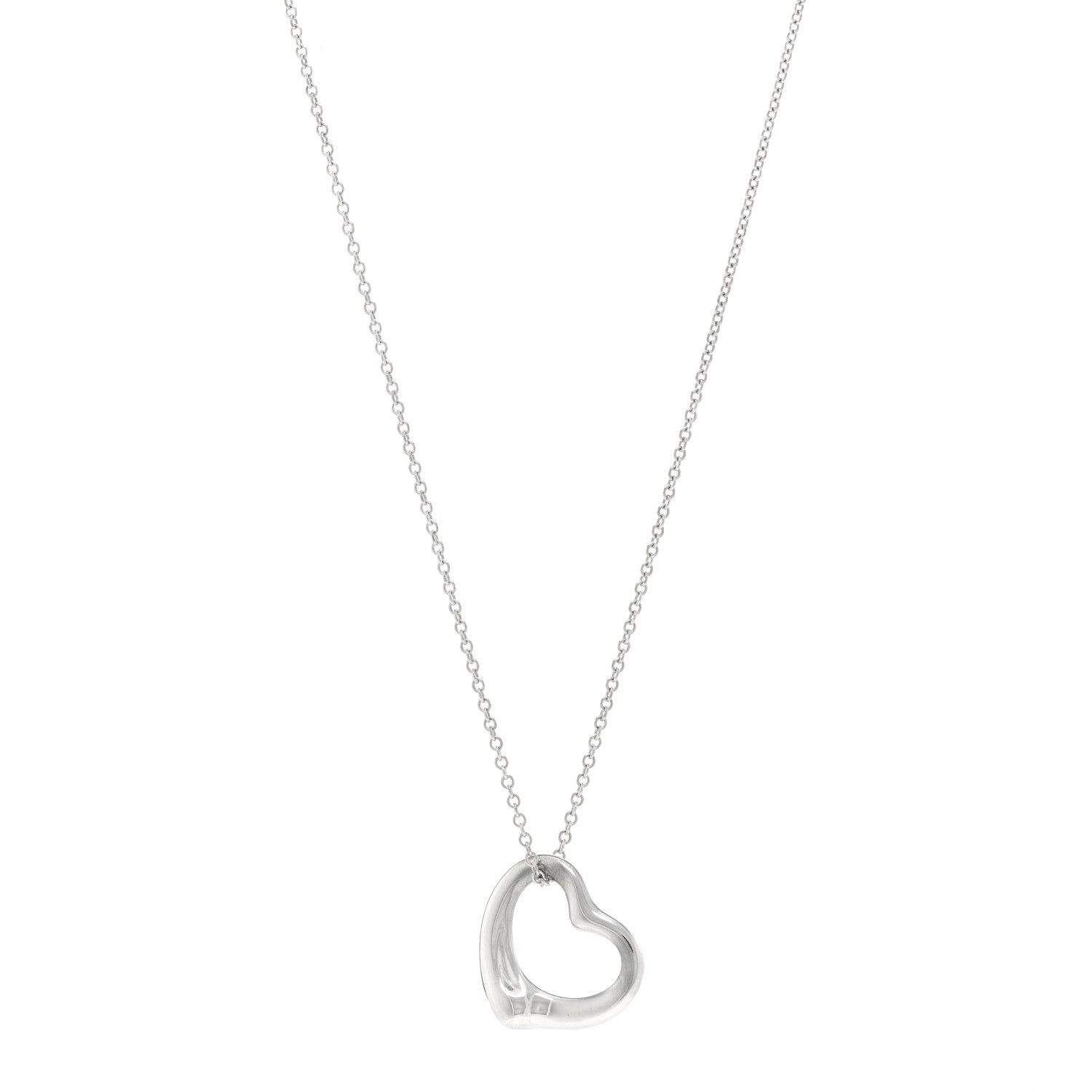 Tiffany Sterling Silver 22mm Elsa Peretti Open Heart Pendant Necklace 1 of 4