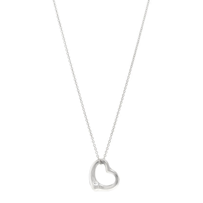 Tiffany Sterling Silver 22mm Elsa Peretti Open Heart Pendant Necklace 1 of 4