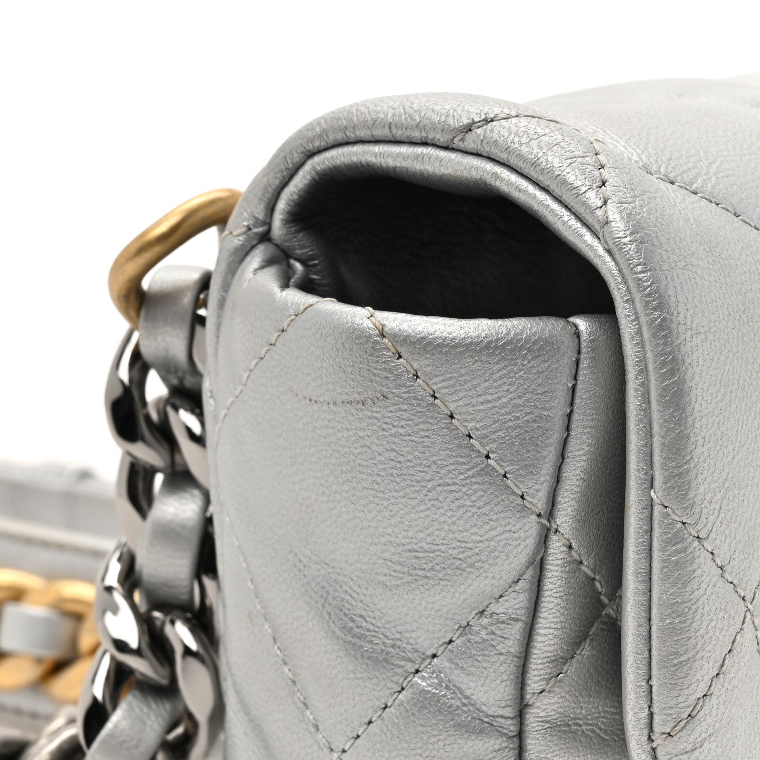 Chanel Metallic Goatskin Quilted Chanel 19 Waist Bag Silver 11 of 13