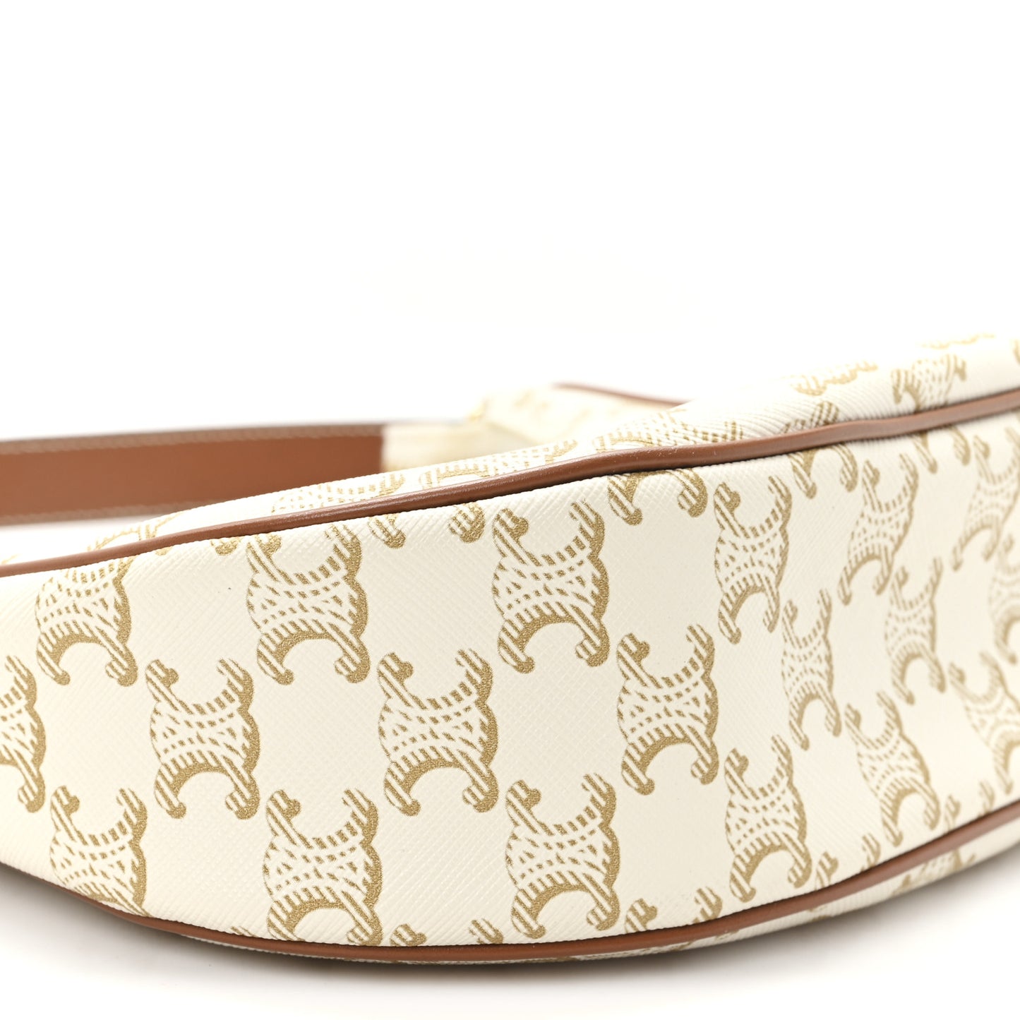 Canvas Calfskin Ava Triomphe Shoulder Bag White