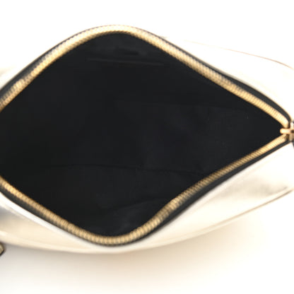 Saint Laurent Metallic Calfskin Matelasse Monogram Lou Camera Bag Platino 5 of 10