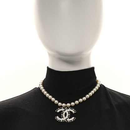 Chanel Lambskin Pearl Crystal Vintage Allure CC Short Necklace Gold 2 of 4
