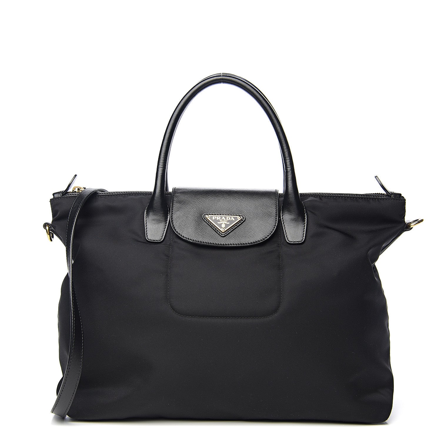Prada Tessuto Nylon Saffiano Tote Black 1 of 8