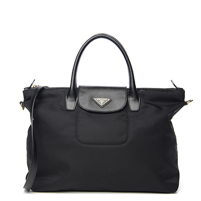 Prada Tessuto Nylon Saffiano Tote Black 1 of 8