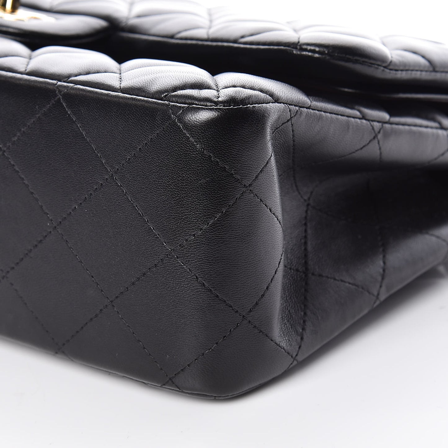 Lambskin Quilted Jumbo Double Flap Black